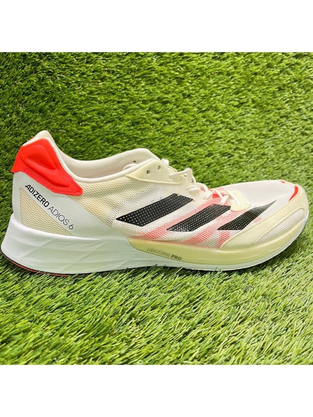 Adidas Adizero Adios 6 Mens Size 10.5 White Red Athletic Running Shoes Sneakers